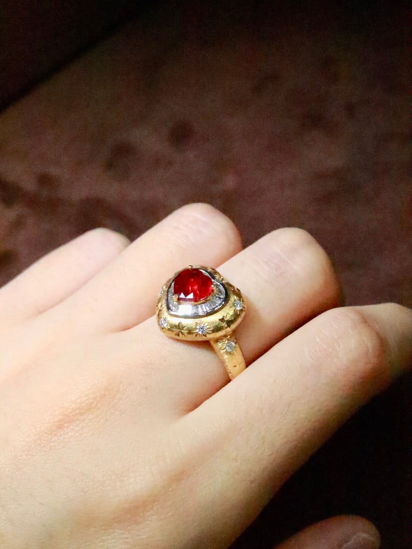 18K Gold Natural Ruby Ring - 5