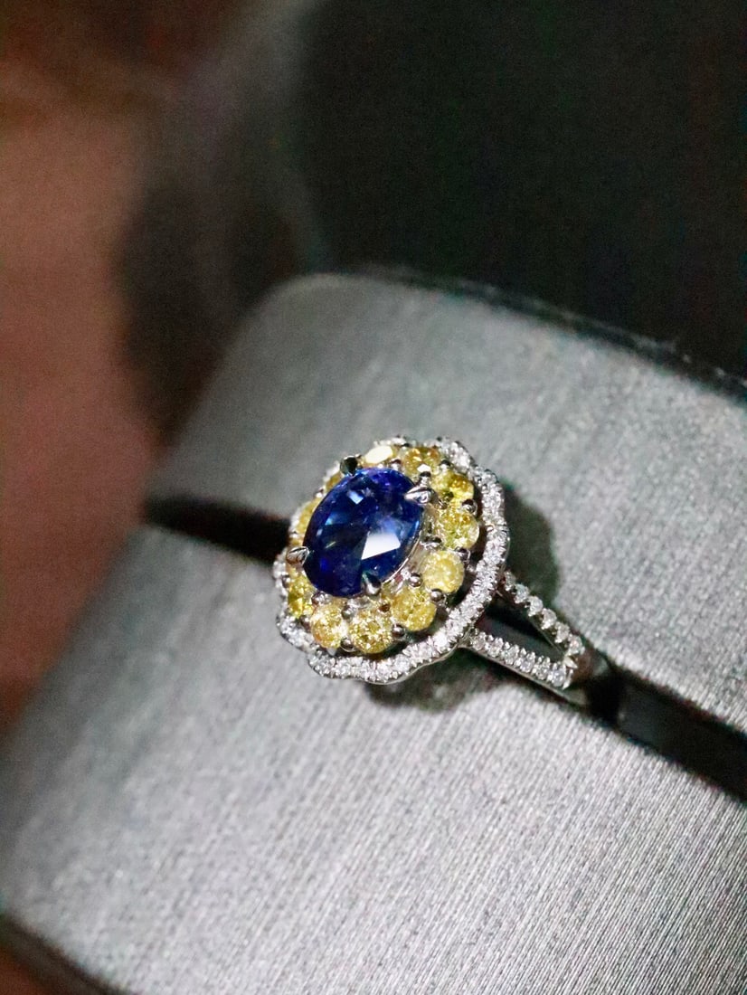 Platinum Natural Blue Sapphire Ring - 2