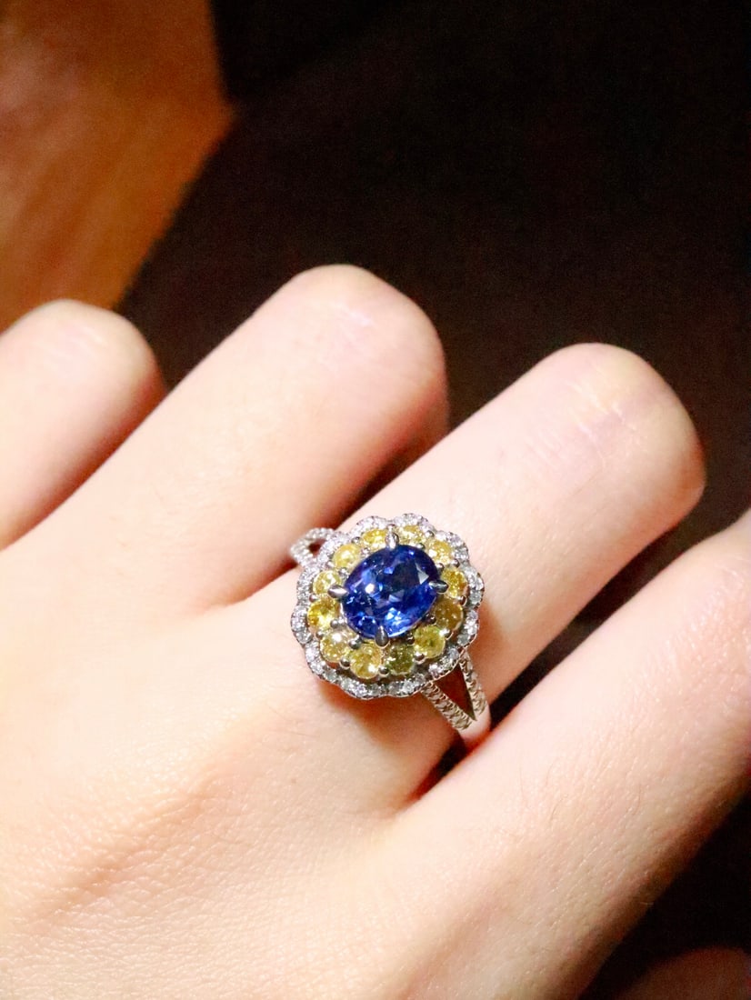 Platinum Natural Blue Sapphire Ring - 6