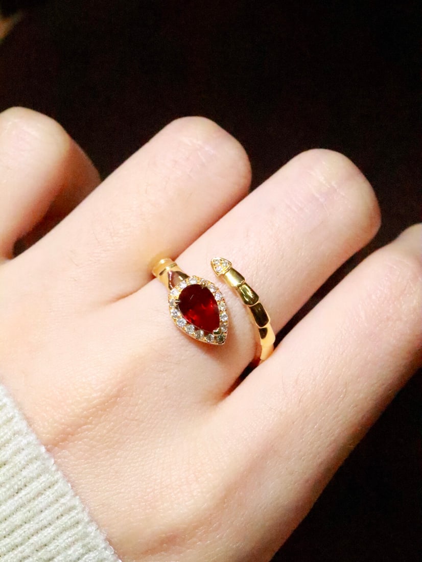 18K Gold Natural No-Heat Ruby Ring - 5