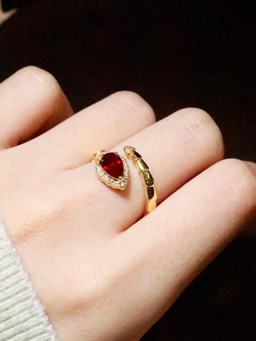 18K Gold Natural No-Heat Ruby Ring - 6