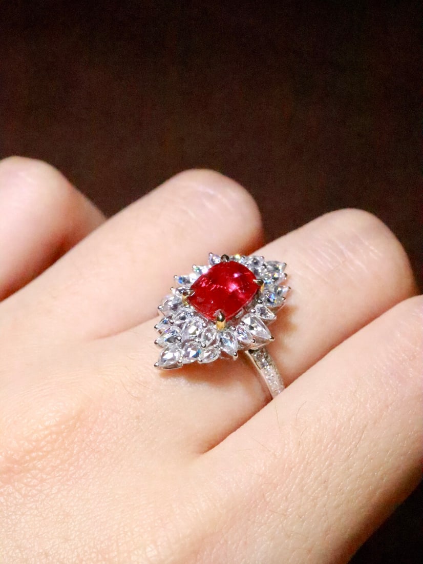 18K Gold Natural Unheated Ruby Ring - 6