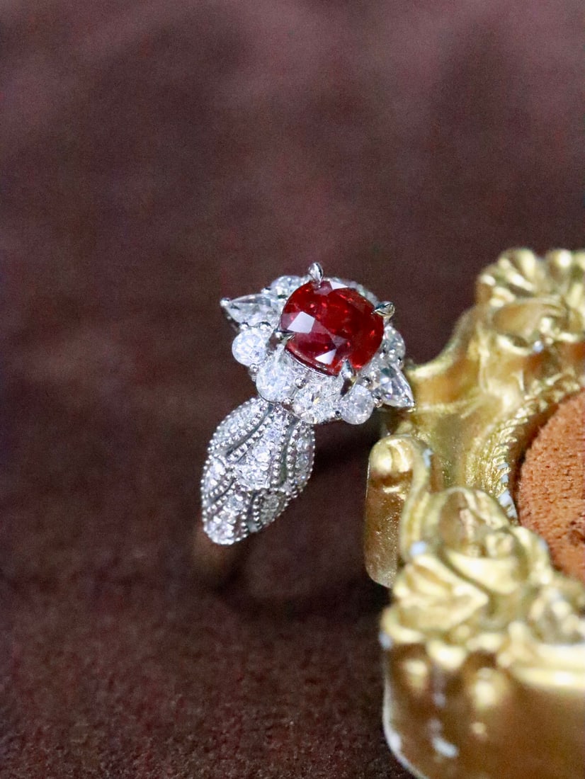 Platinum Natural Unheated Ruby Ring - 3