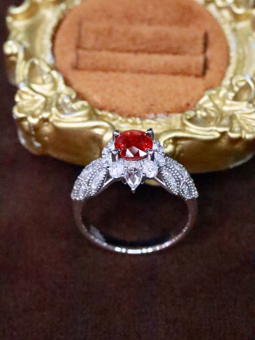 Platinum Natural Unheated Ruby Ring - 4