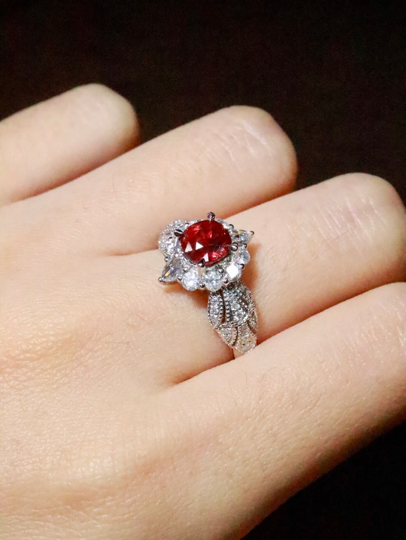 Platinum Natural Unheated Ruby Ring - 5