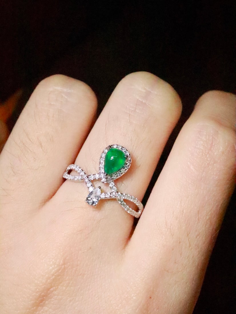 18K Gold Natural Emerald Ring - 5
