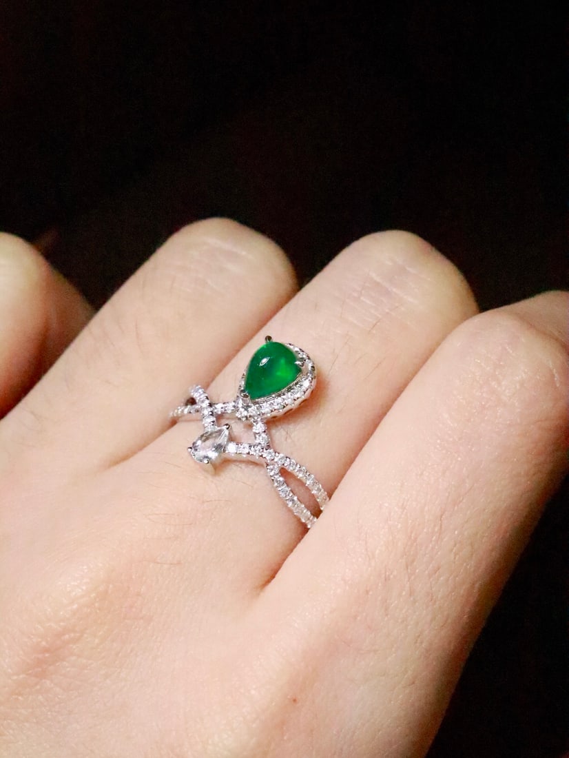 18K Gold Natural Emerald Ring - 6
