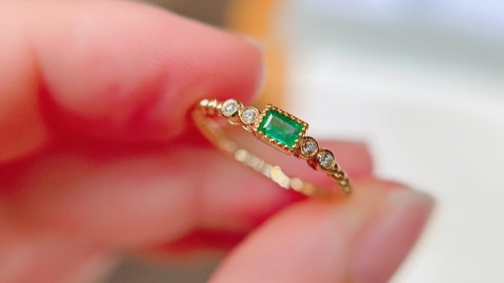 18K Gold Emerald Ring - 5