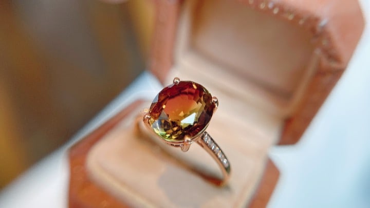 18K Gold Natural Tourmaline Ring - 4