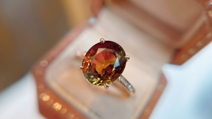 18K Gold Natural Tourmaline Ring - 5