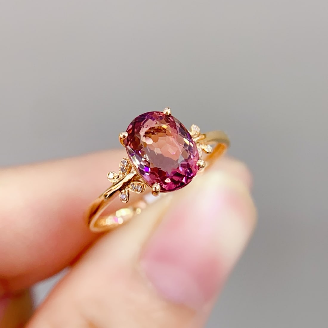 18K gold tourmaline ring, size 15 (resize can be resized free of charge) - 2