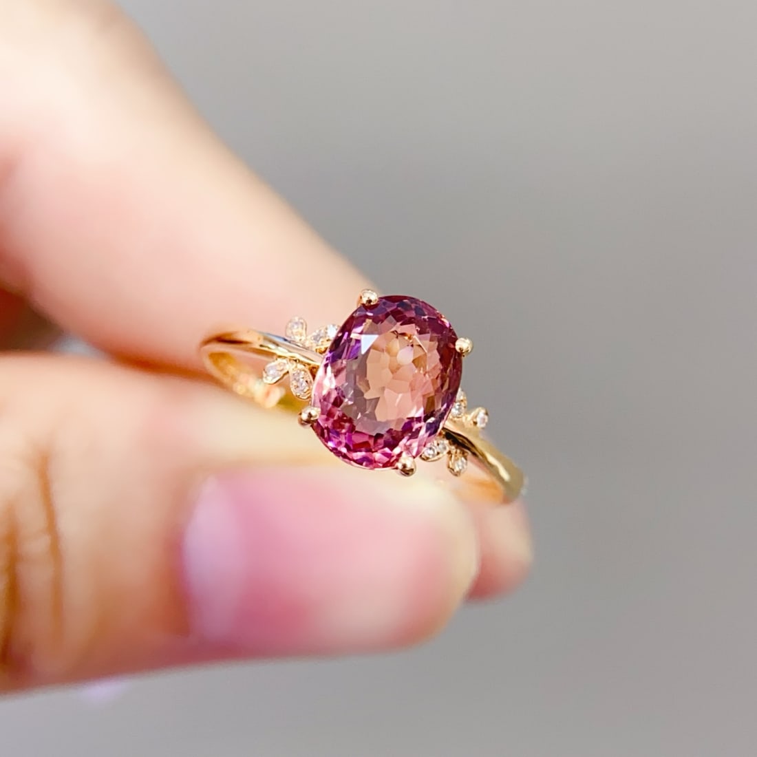 18K gold tourmaline ring, size 15 (resize can be resized free of charge) - 3