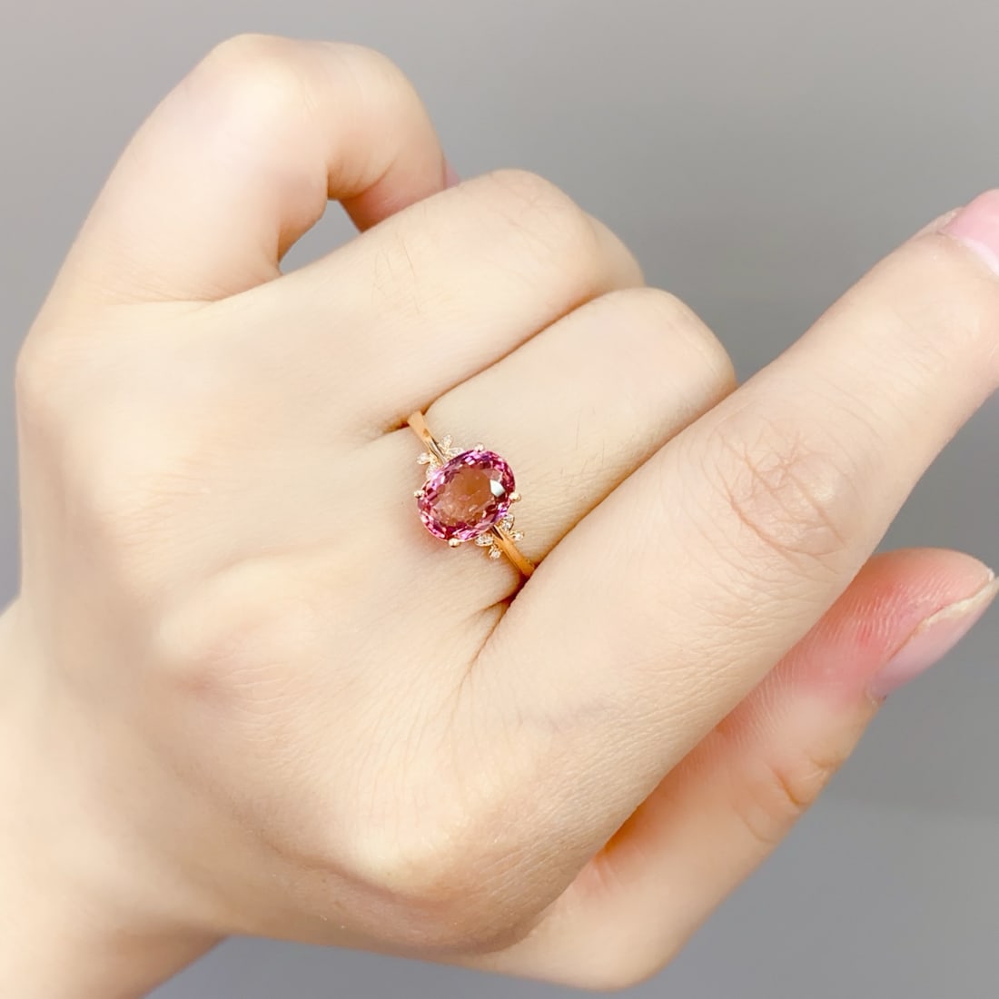18K gold tourmaline ring, size 15 (resize can be resized free of charge) - 4