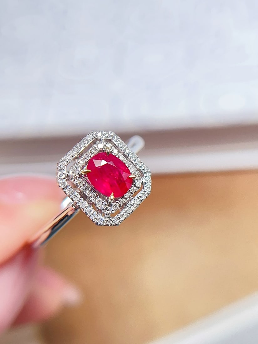 18K Gold Pigeon's Blood Ruby Ring Pendant - 3
