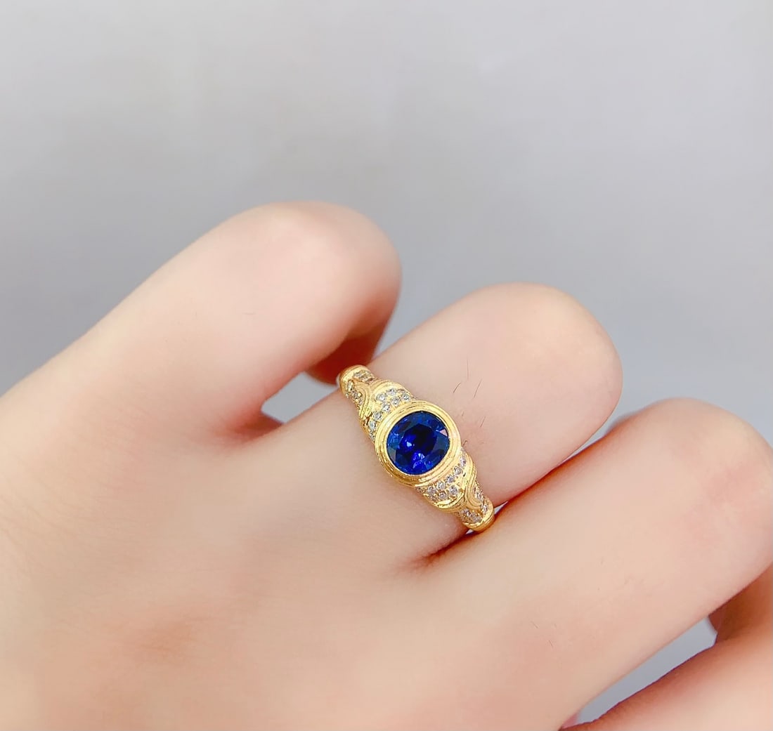 18K Gold Natural Sapphire Ring - 6