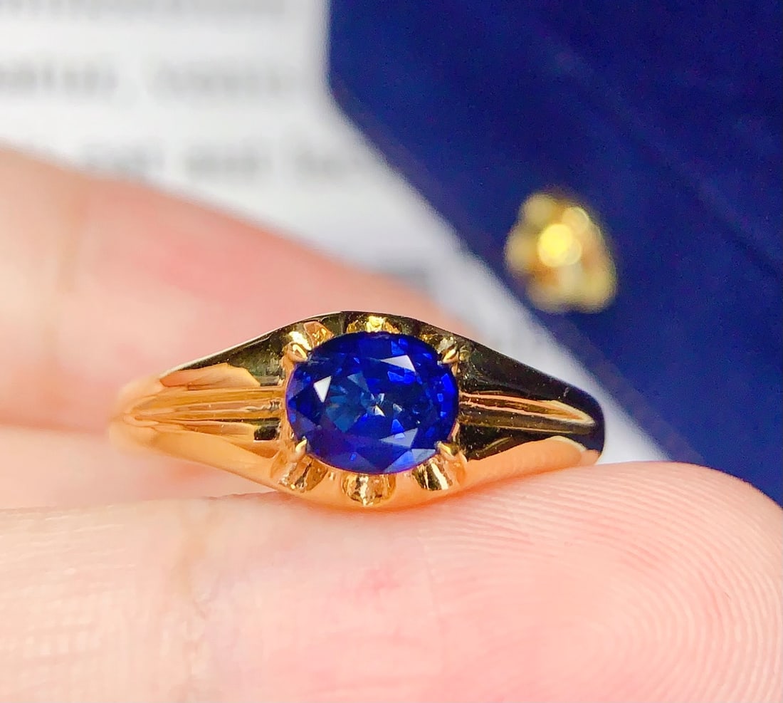 18K Gold Natural Sapphire Ring - 4