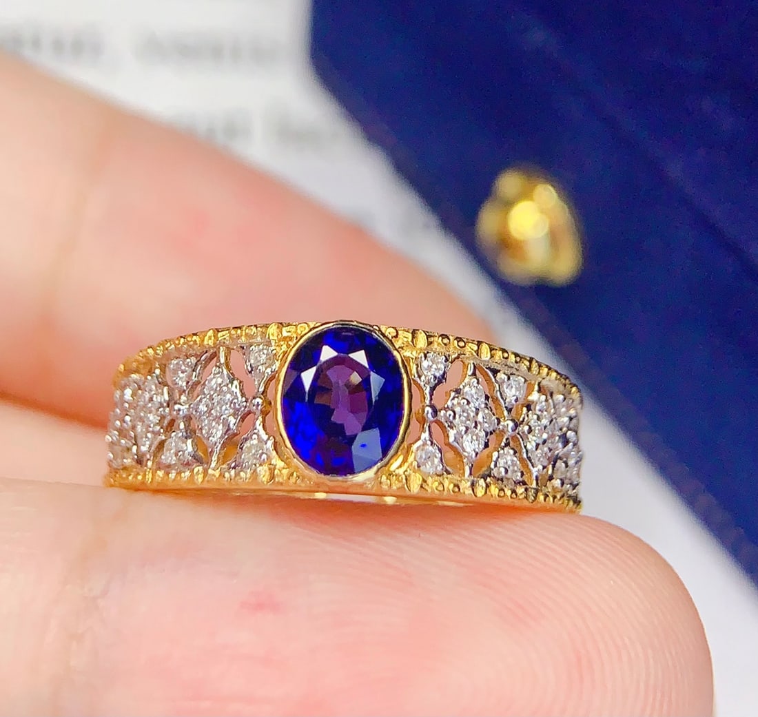 18K Gold Natural Sapphire Ring - 2