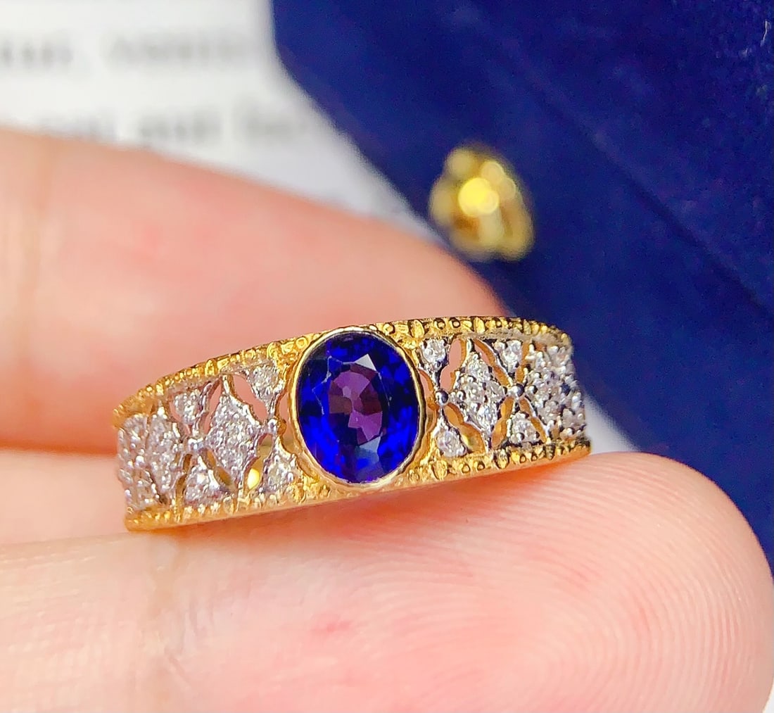 18K Gold Natural Sapphire Ring - 3