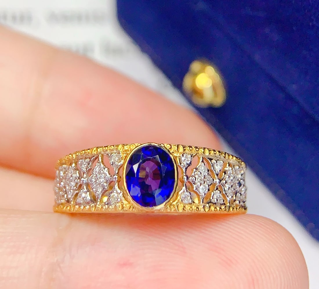18K Gold Natural Sapphire Ring - 4