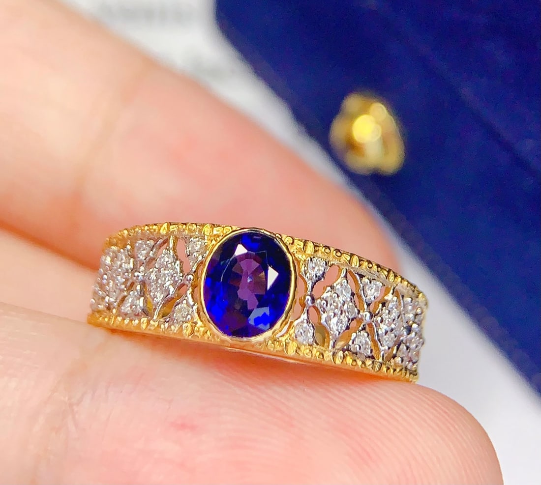 18K Gold Natural Sapphire Ring - 5