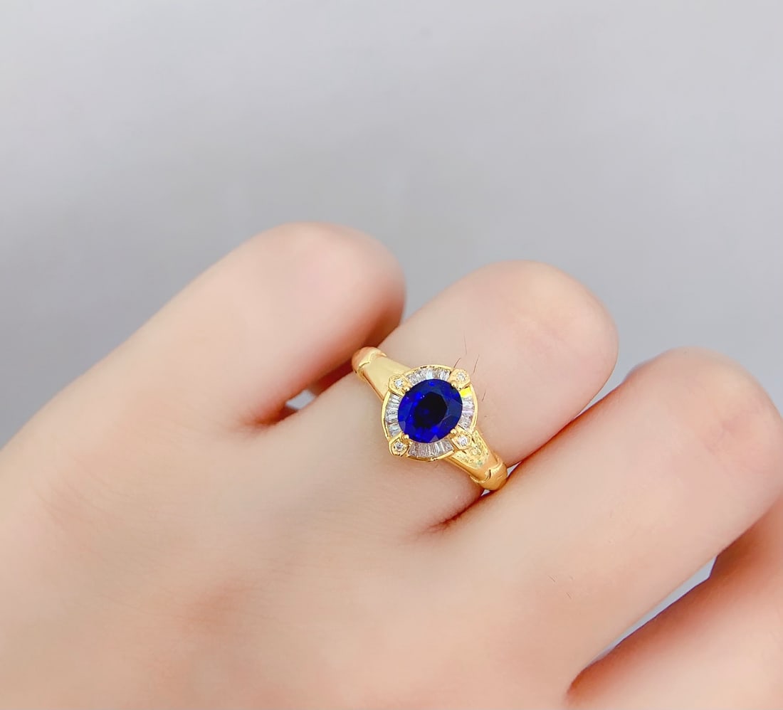 18K Gold Natural Sapphire Ring - 6