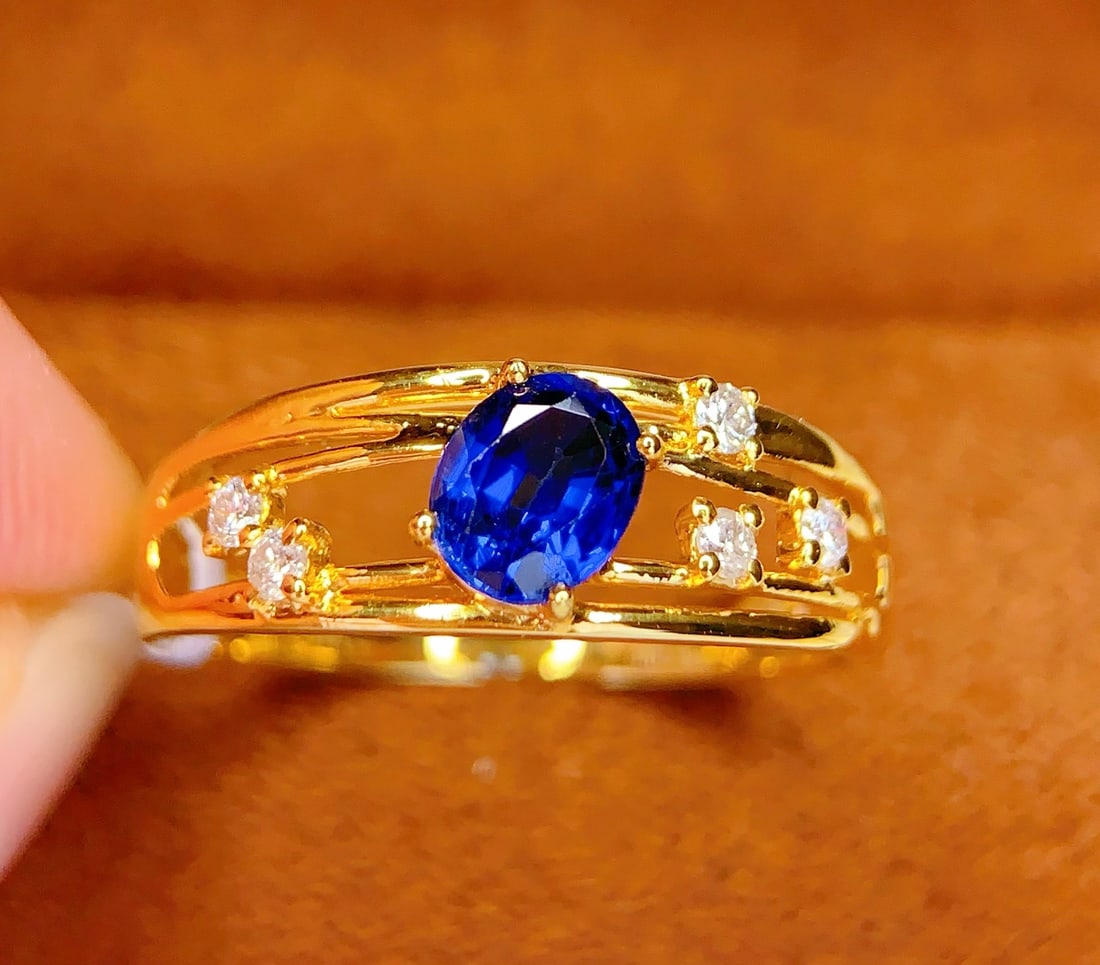18K Gold Natural Sapphire Ring - 2