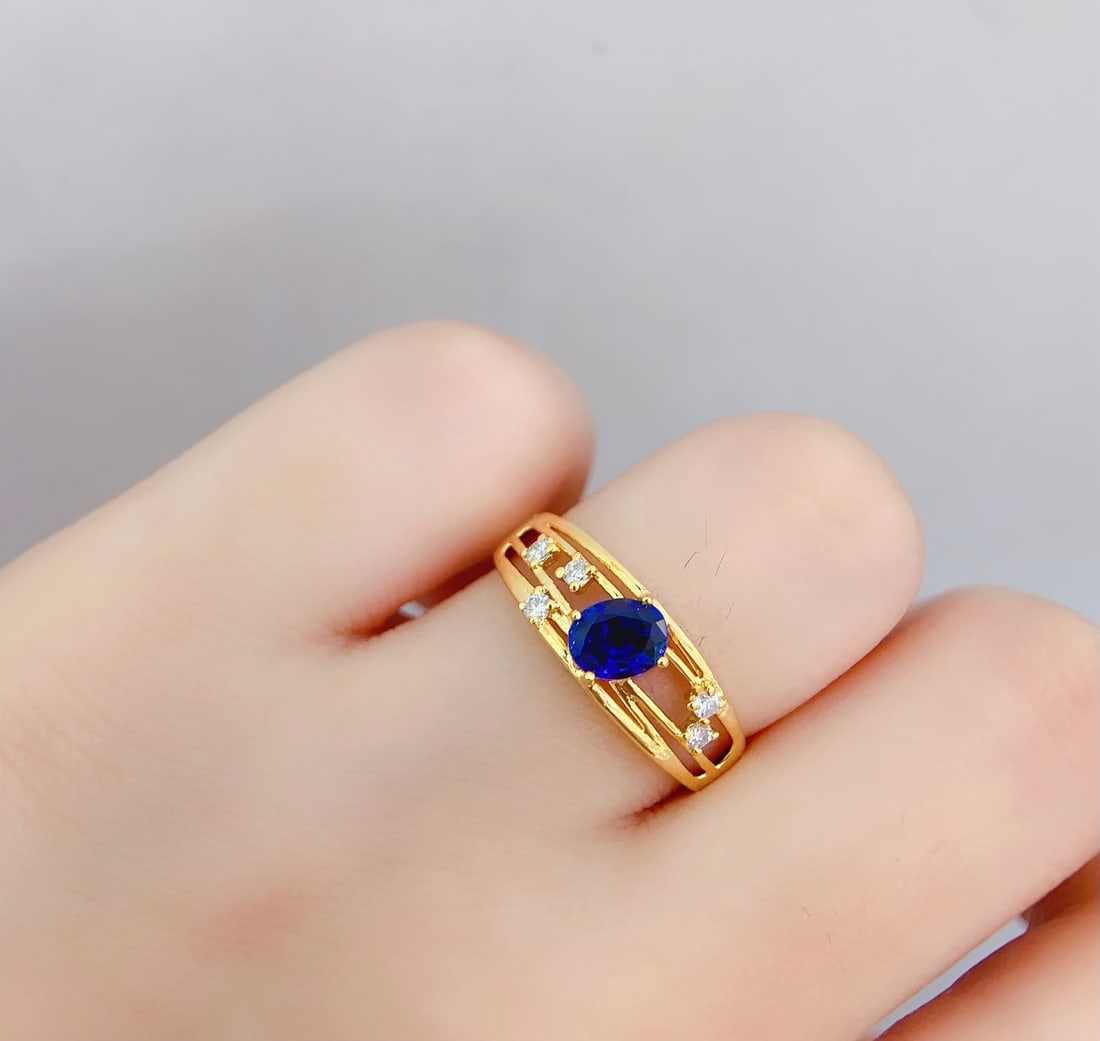 18K Gold Natural Sapphire Ring - 6