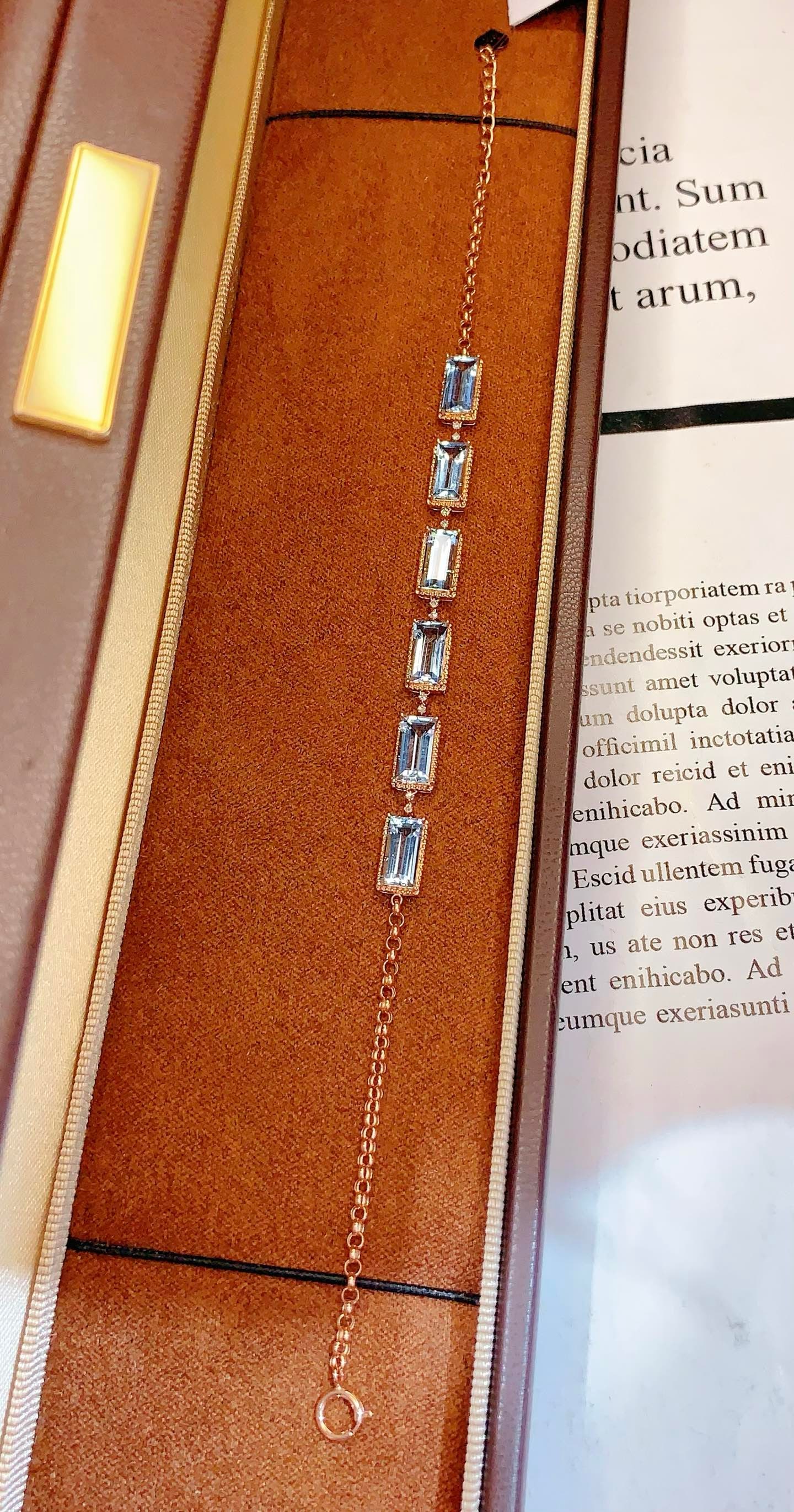 18K Gold Natural Aquamarine Bracelet - 5
