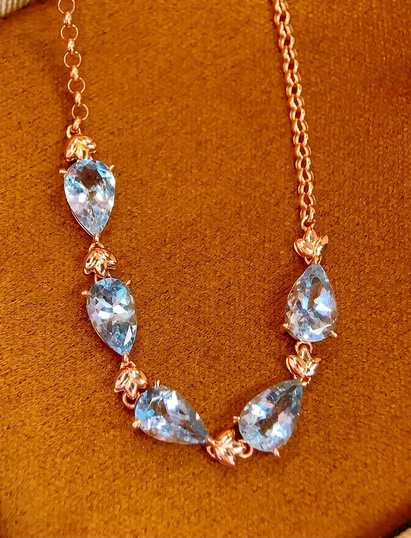 18K Gold Natural Aquamarine Bracelet - 2
