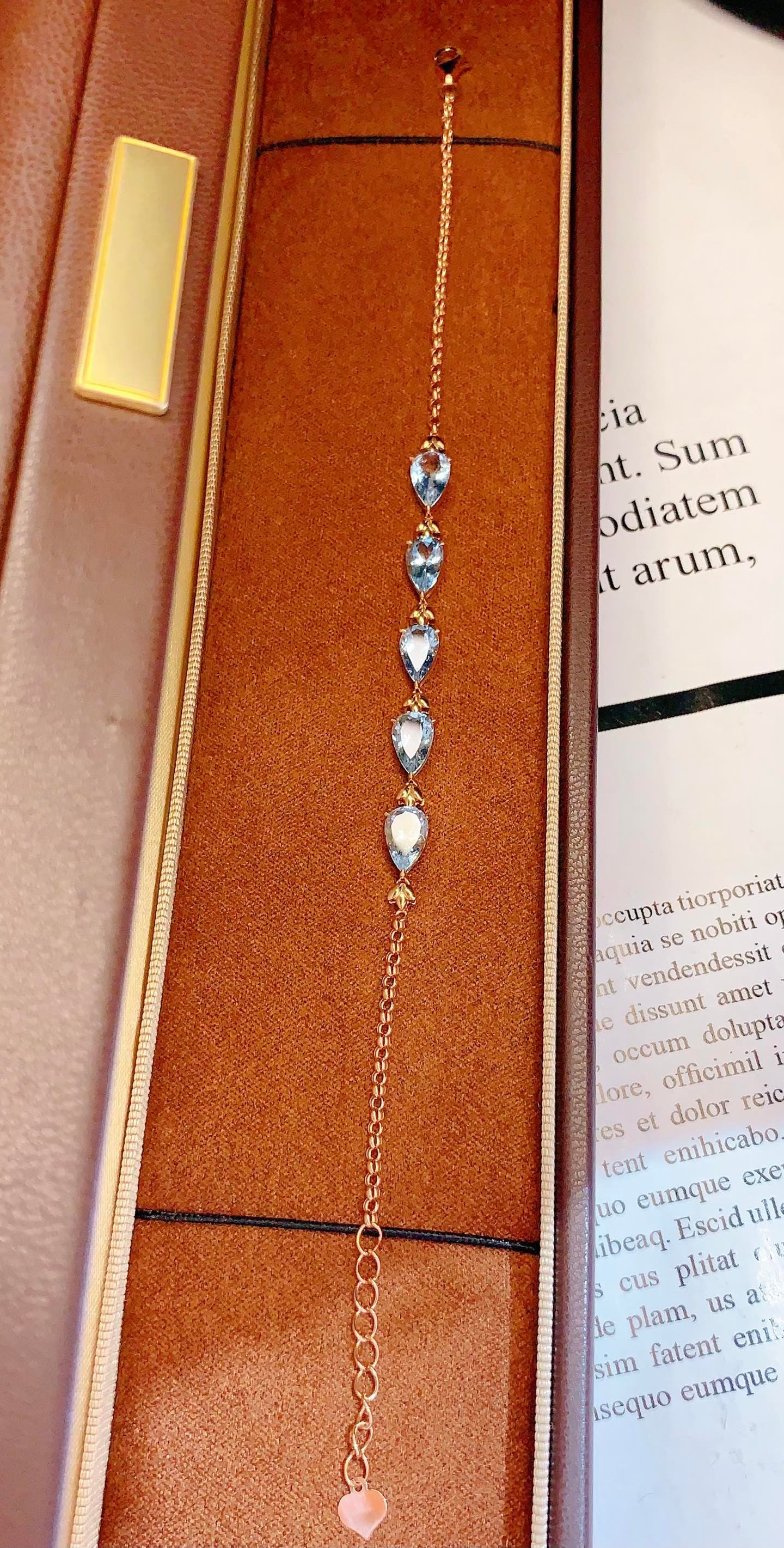 18K Gold Natural Aquamarine Bracelet - 6
