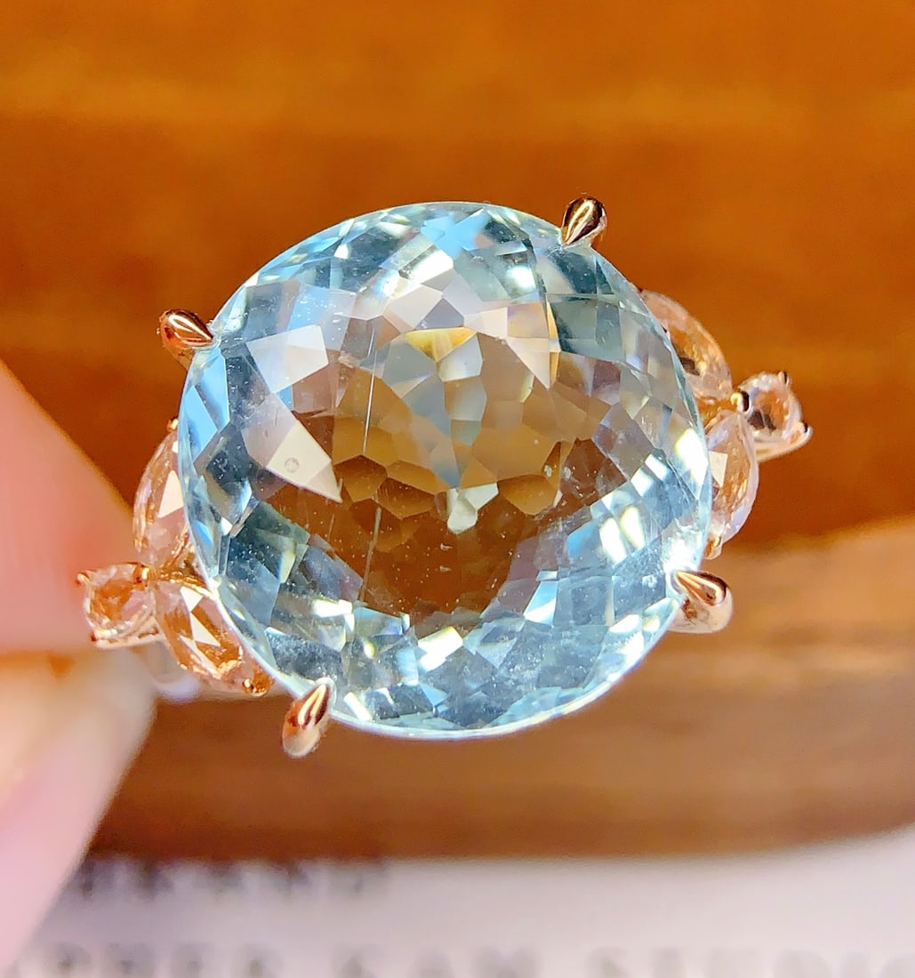 18K Gold Natural Aquamarine Ring - 2