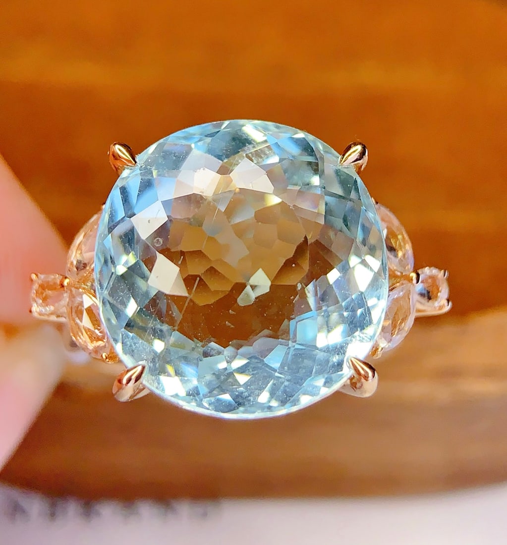 18K Gold Natural Aquamarine Ring - 3