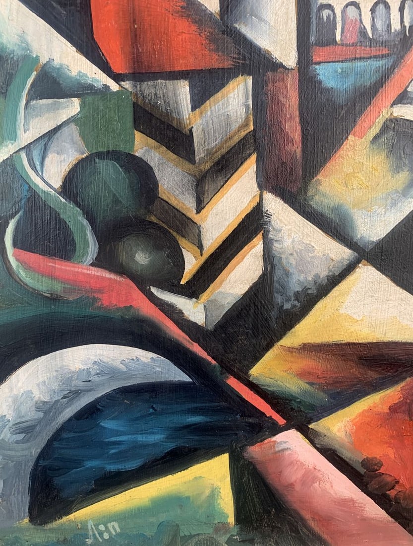 Abstract oil painting In the city (based on Lyubov Popova) V. Konotopsky - 2