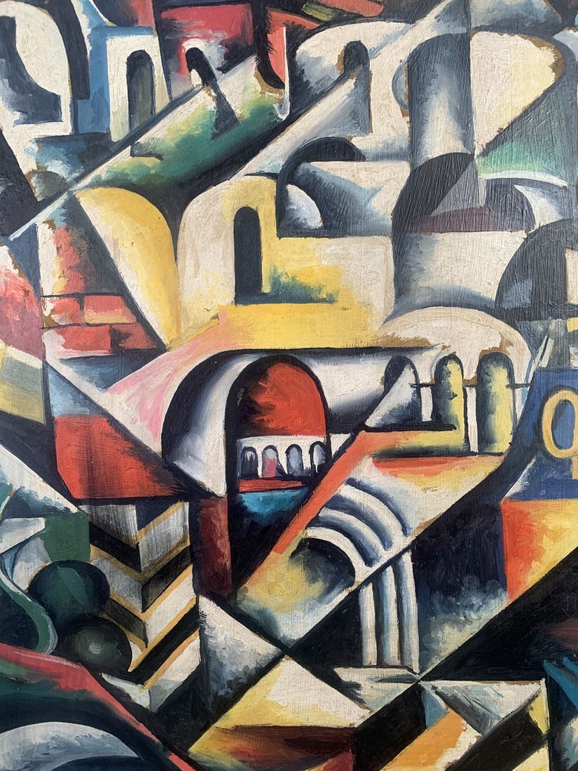 Abstract oil painting In the city (based on Lyubov Popova) V. Konotopsky - 4
