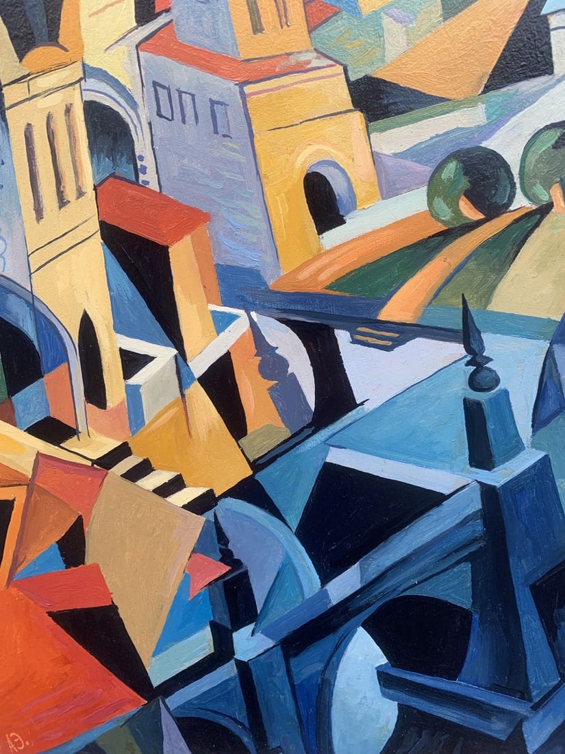 Abstract oil painting City life (based on paintings by Alexandra Exter) Victor Konotopsky - 7