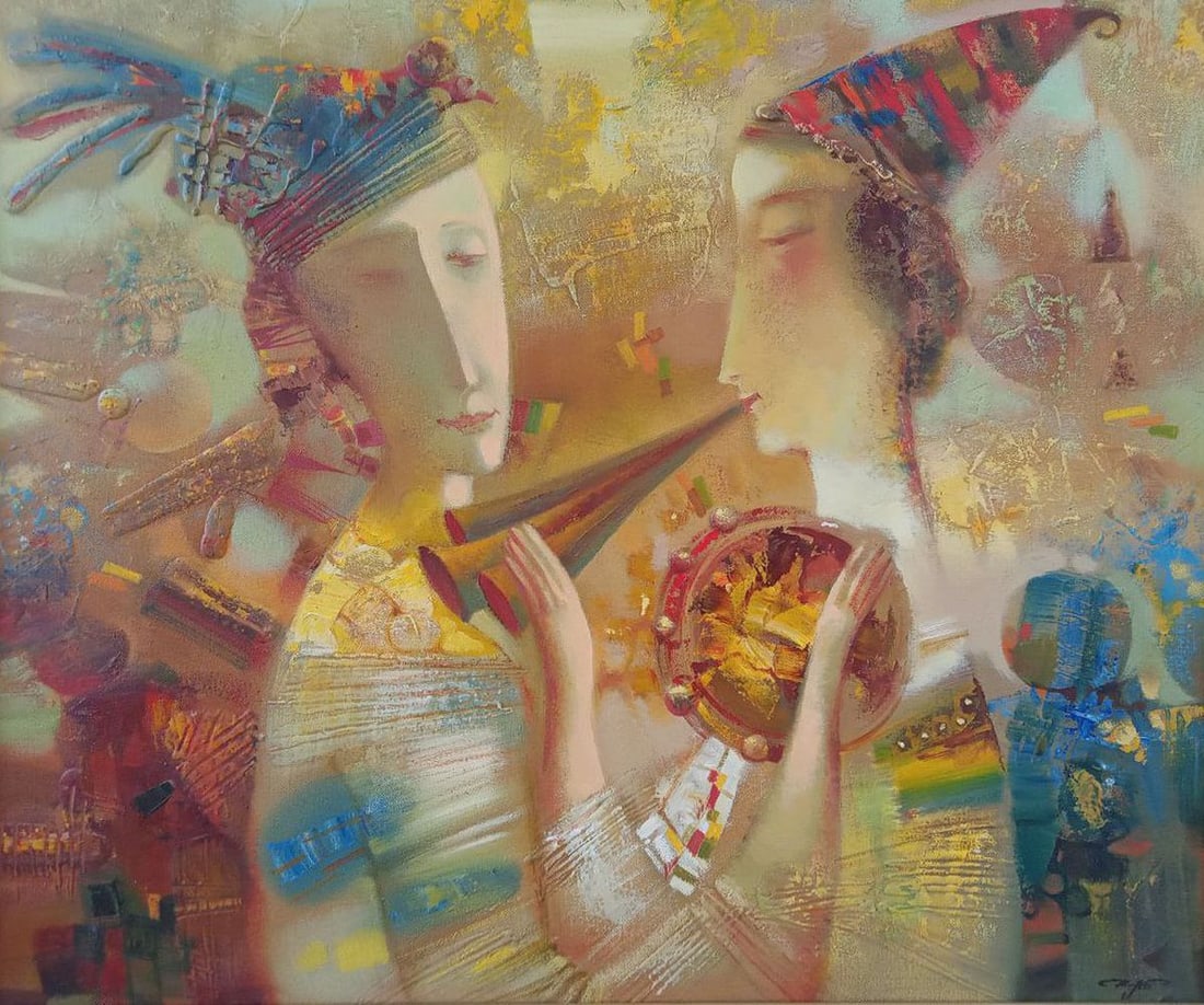 Oil painting Duet Anatoly Borisovich Tarabanov: Title : Oil painting Duet Anatoly Borisovich Tarabanov Description: NoTar 240 *** ABOUT THIS PAINTING *** * TITLE: "Duet" * ARTISTS: Anatoly Borisovich Tarabanov * SIZE: 65x75 cm/'25.59x29.52 inches' 