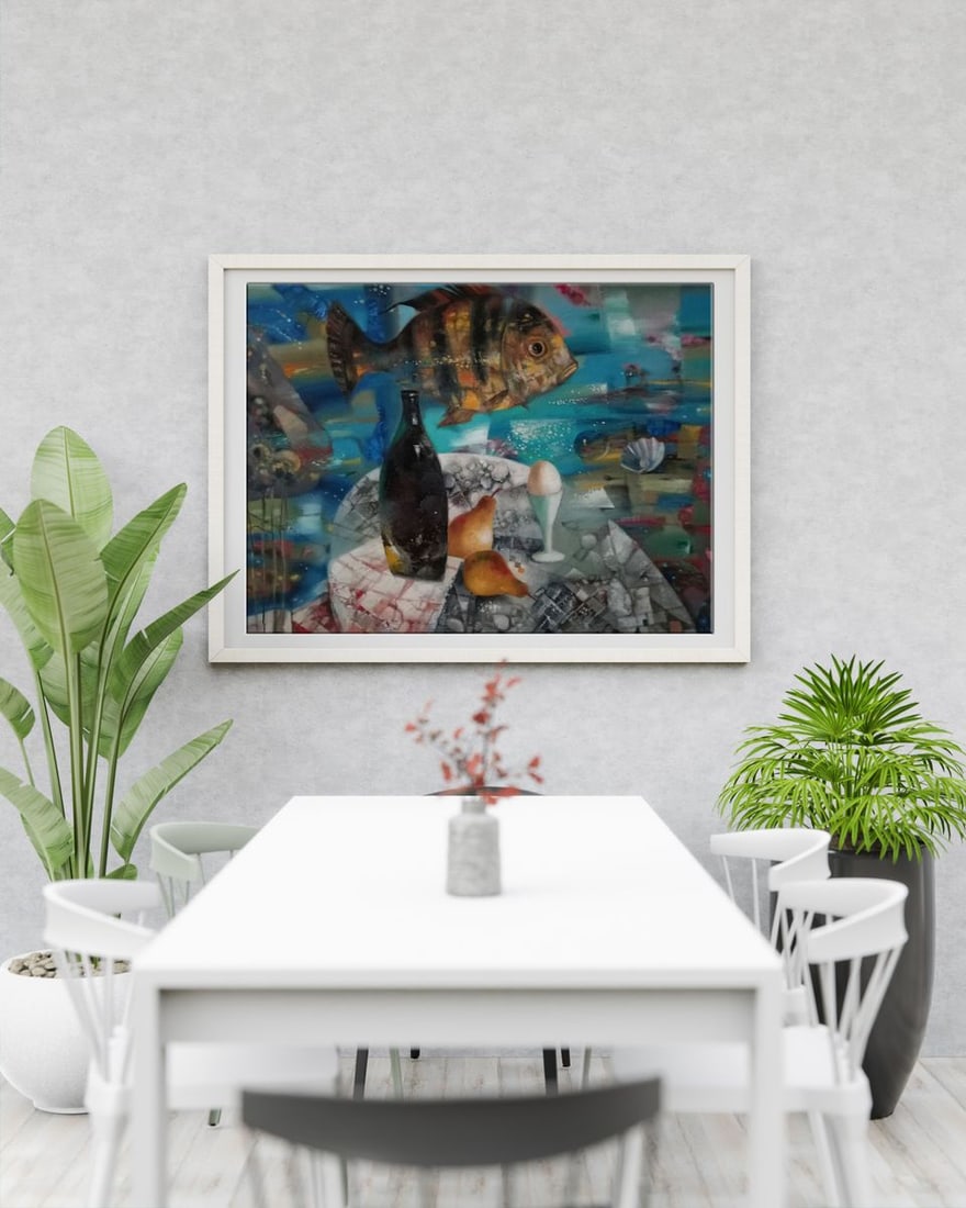 Oil painting Still life with fish Anatoly Borisovich Tarabanov - 2