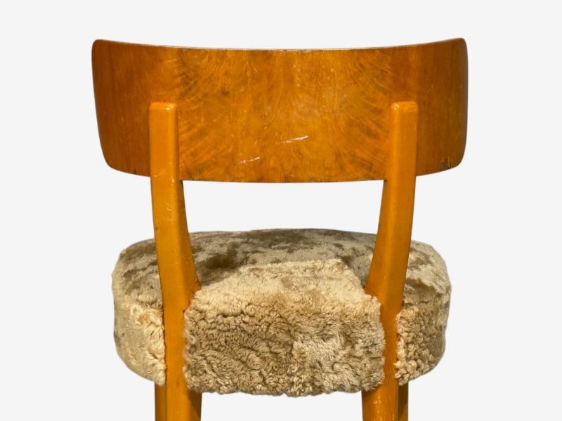 Axel Einar Hjorth, Rare Birka Chairs, Birch, Honey Sheepskin, Sweden, 1930s - 10