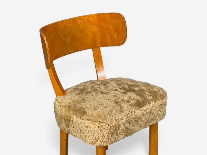 Axel Einar Hjorth, Rare Birka Chairs, Birch, Honey Sheepskin, Sweden, 1930s - 7