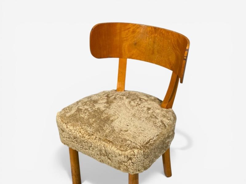 Axel Einar Hjorth, Rare Birka Chairs, Birch, Honey Sheepskin, Sweden, 1930s - 8