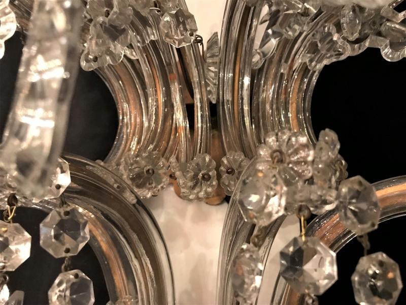 Pair of Venetian Crystal Ten Lights Wall Sconces, circa 1940 - 7