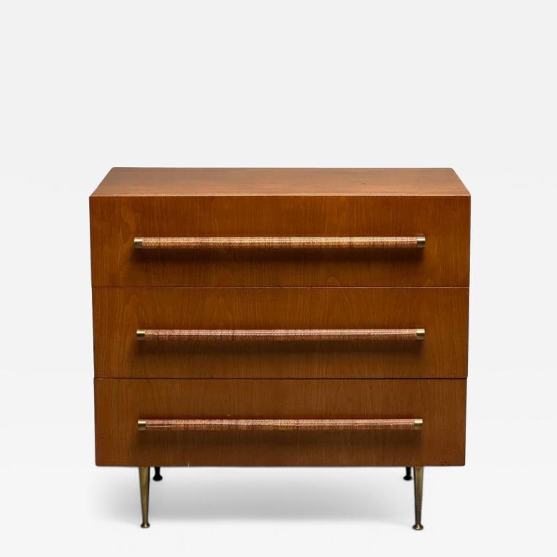 T.H Robsjohn-Gibbings, Widdicomb, Walnut, Cane, Brass, Cabinet, USA, 1950s - 2