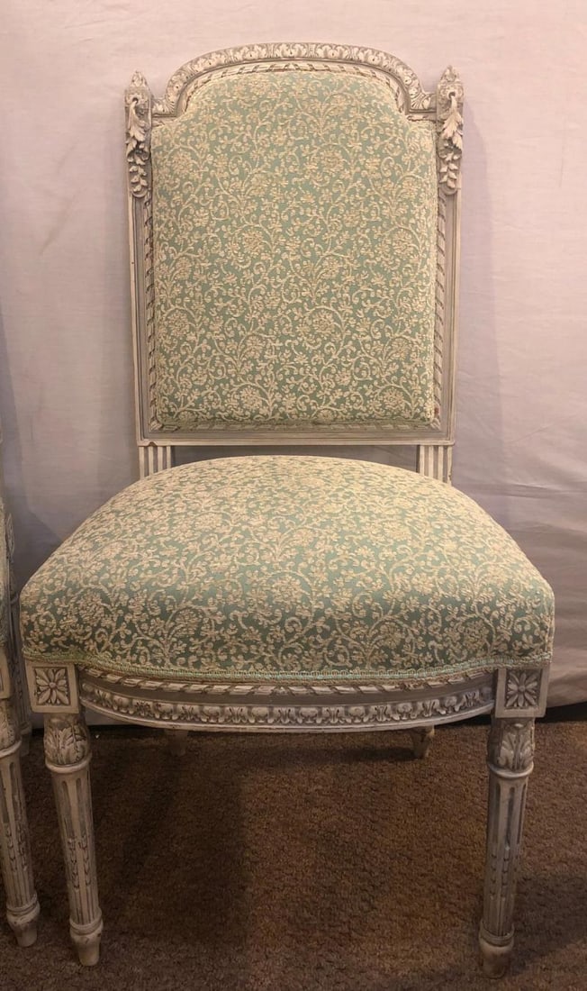 Pair of 19th-20th Century Paint Decorated Louis XVI Style Swedish Side Chairs - 3