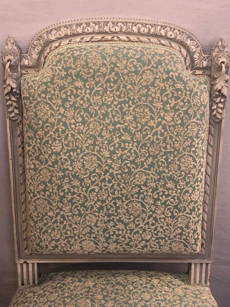 Pair of 19th-20th Century Paint Decorated Louis XVI Style Swedish Side Chairs - 7
