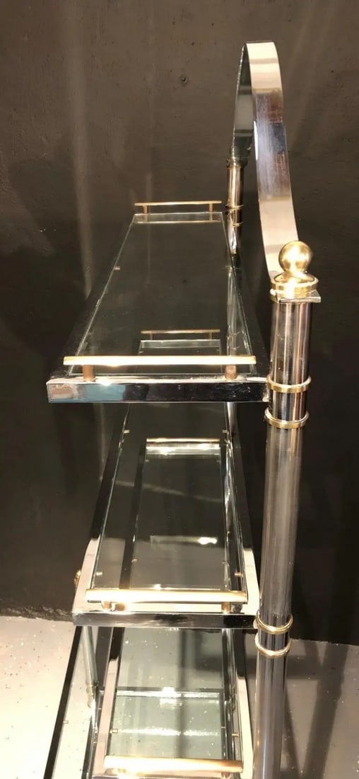 Maison Jansen Style Hollywood Regency etagere, Bookcase, Brass and Steel Design - 4