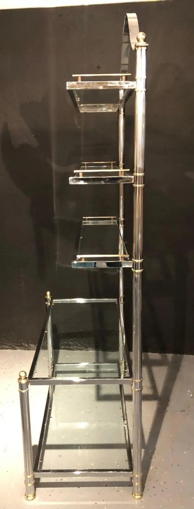 Maison Jansen Style Hollywood Regency etagere, Bookcase, Brass and Steel Design - 5