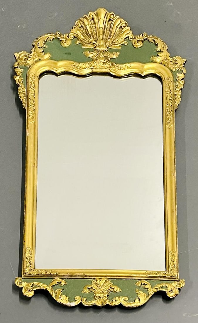 Antique Hollywood Regency Wall/Console Mirror, Parcel Gilt and Paint Decorated - 2