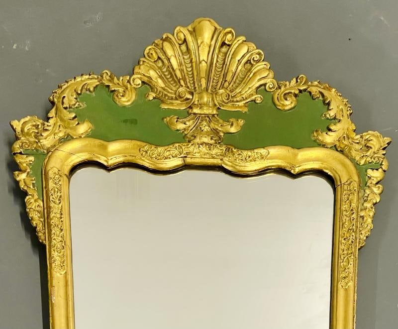 Antique Hollywood Regency Wall/Console Mirror, Parcel Gilt and Paint Decorated - 3
