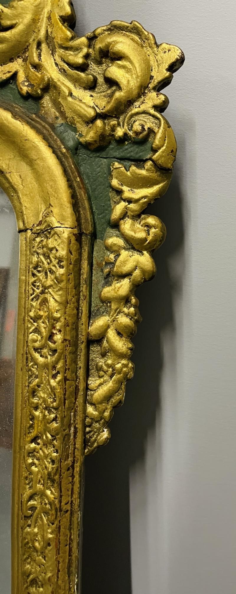 Antique Hollywood Regency Wall/Console Mirror, Parcel Gilt and Paint Decorated - 8