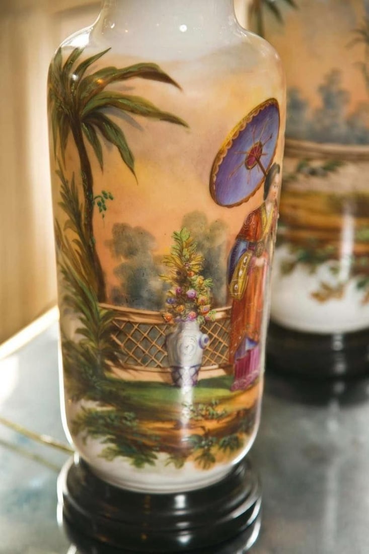19 C. French Chinoiserie Porcelain Lamps - Pair - 5